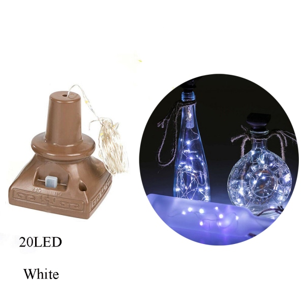 10/20 Led Wine Bottle Lamp Stopper Wire String Lights White(20led)