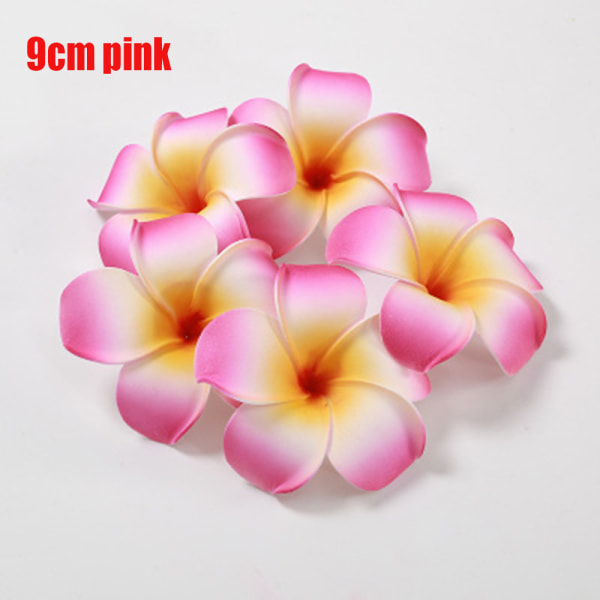 10pcs Frangipani Flower Hawaii Beach Flowers Plumeria Pink 9cm