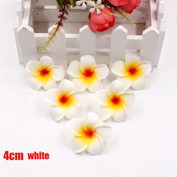 10pcs Frangipani Flower Hawaii Beach Flowers Plumeria White 4cm