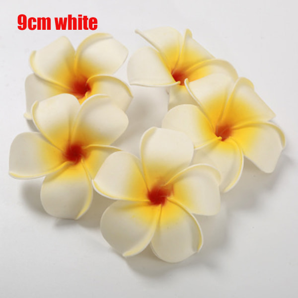 10pcs Frangipani Flower Hawaii Beach Flowers Plumeria White 9cm