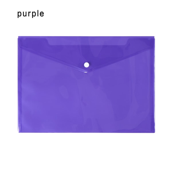 1pc Transparent Document Bag A4 File Folder Paper Holder Purple