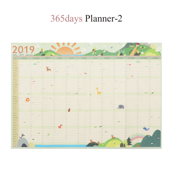 2pcs 2019 365days Wall Calendar Paper Plan Schedule Daily Planner-2