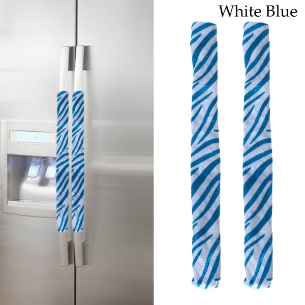 2pcs Refrigerator Door Handle Covers Kitchen Appliance Clean White&blue
