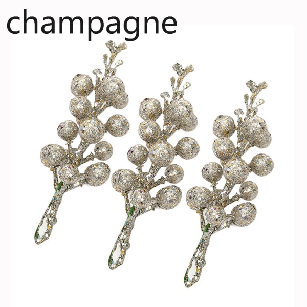 3pcs/lot Berries Christmas Tree Hanging Baubles Champagne