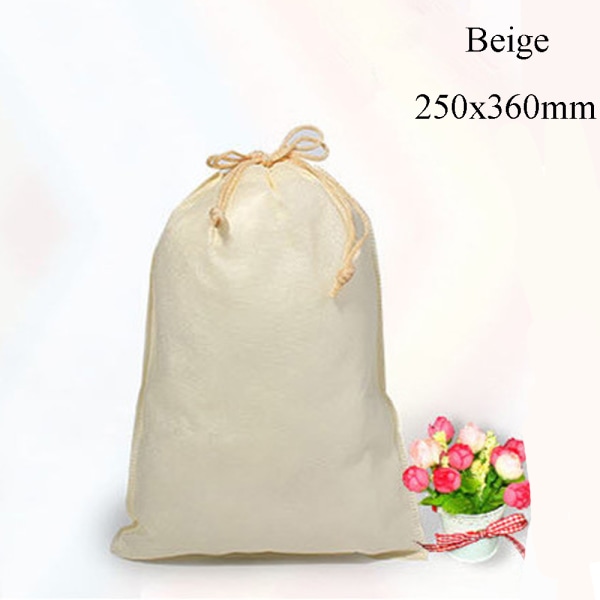 3pcs Shoes Storage Bag Drawstring Bags Travel Toiletry Beige 250x360mm