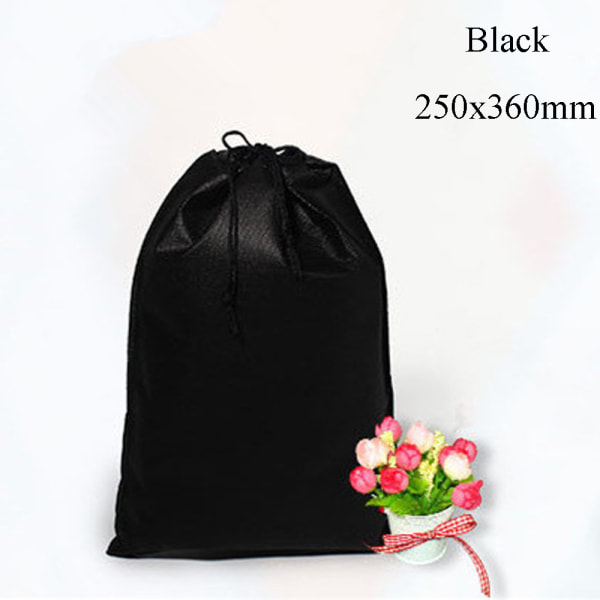 3pcs Shoes Storage Bag Drawstring Bags Travel Toiletry Black 250x360mm