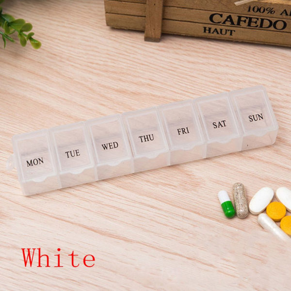 3pcs Weekly Medicine Box Pill Container Seven Lattice White