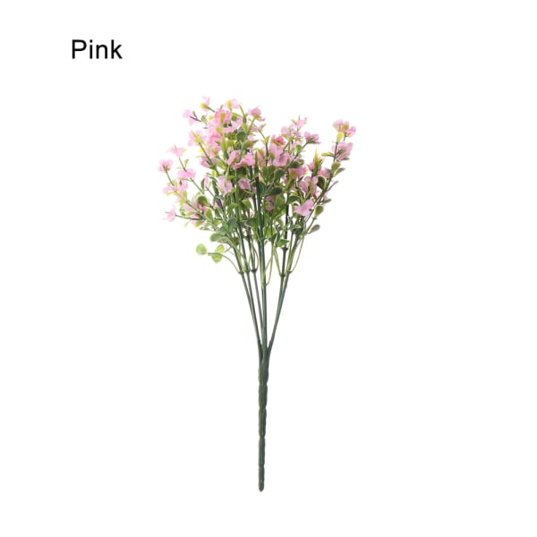 42 Heads Artificial Flowers Fake False Plants Plastic Grass Pink