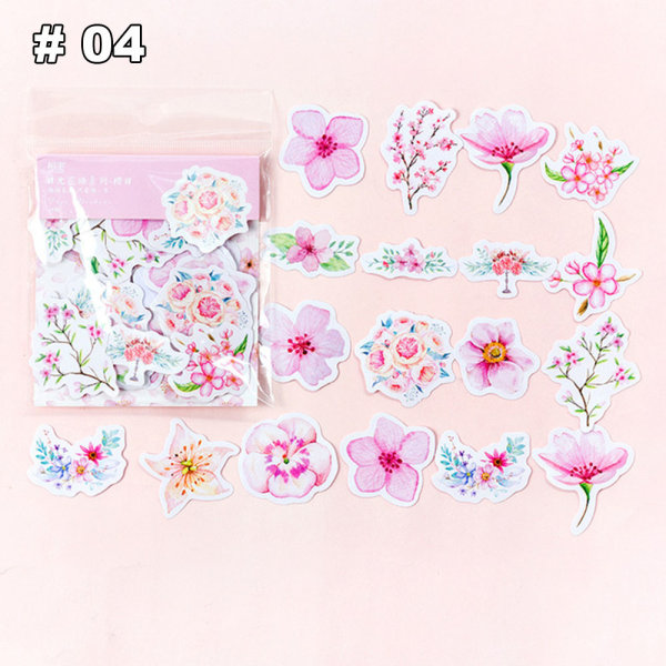 45 Pcs/pack Flower Stickers Diary Decor Scrapbook Tags 4