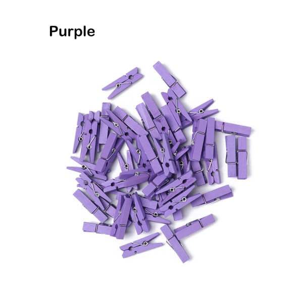 50pcs/set Photo Folder Color Clip Clothespin Purple