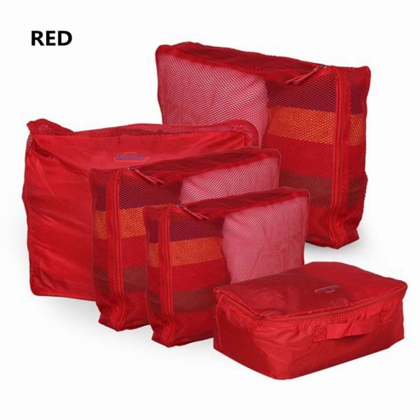 5pcs Travel Storage Bag Luggage Organizer Clothes Case Red