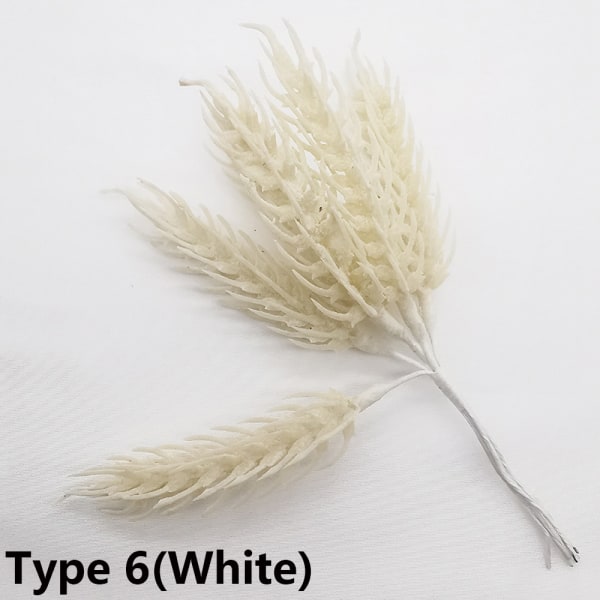 6pcs/bundle Artificial Flowers Simulation Plants Faux Grass Type 6(white)
