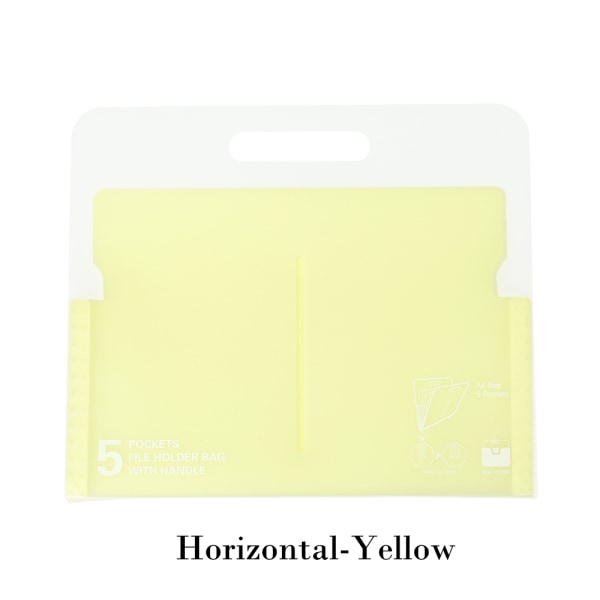 A4 Document Bag File Folder 5 Pockets Yellow Horizontal
