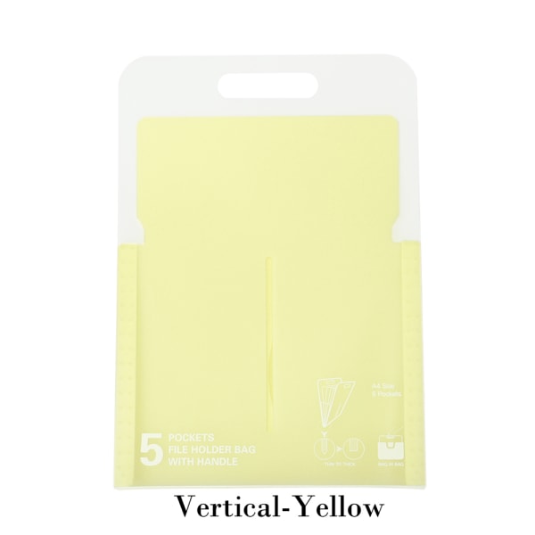 A4 Document Bag File Folder 5 Pockets Yellow Vertical