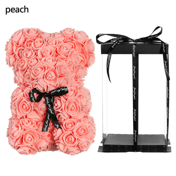 Artificial Decor Rose Bear Flower Peach