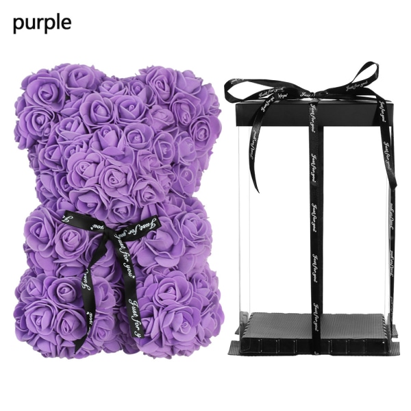 Artificial Decor Rose Bear Flower Purple