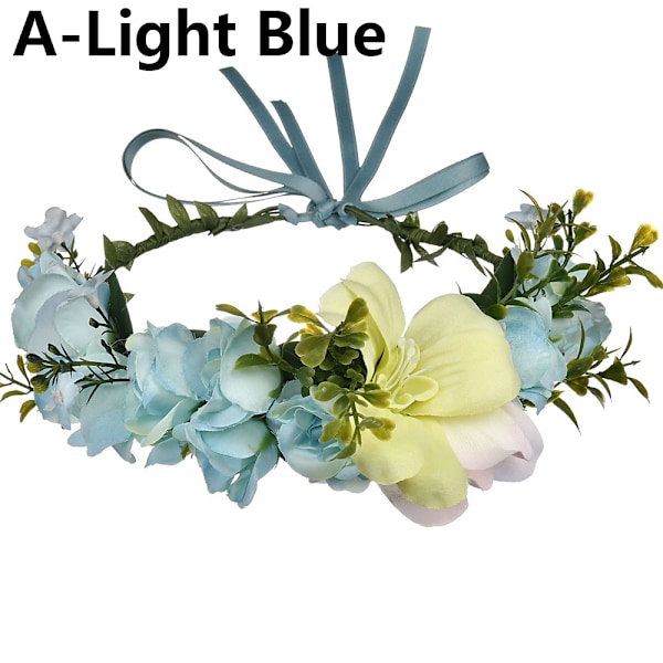 Bridal Garland Flowers Hair Band Wreath Hairband A-light Blue
