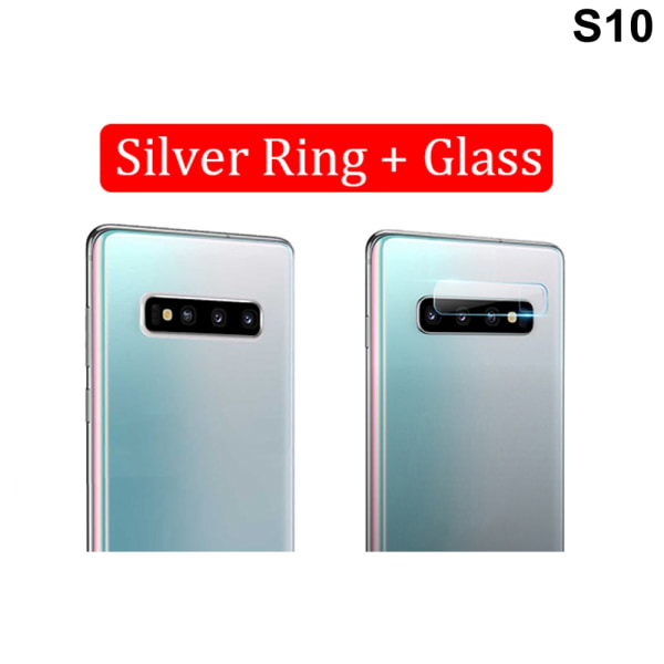 Camera Lens Protector Tempered Glass Film Ring Silver S10