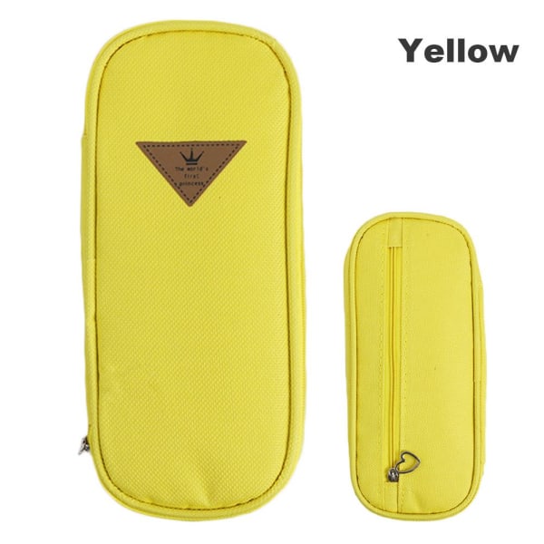 Canvas Pencil Case Pen Storage Bag Zipper Boxes Yellow