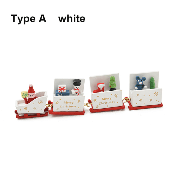 Christmas Ornaments Xmas Wooden Train Painted White Type A