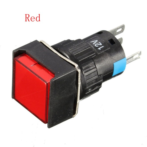Dc 12v Square Switch Self Locking Push Button Red