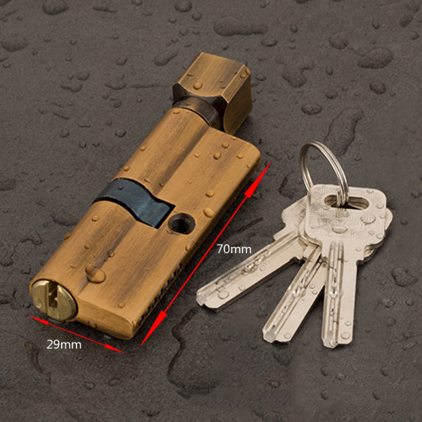 Door Cylinder Lock 3 Keys Brass