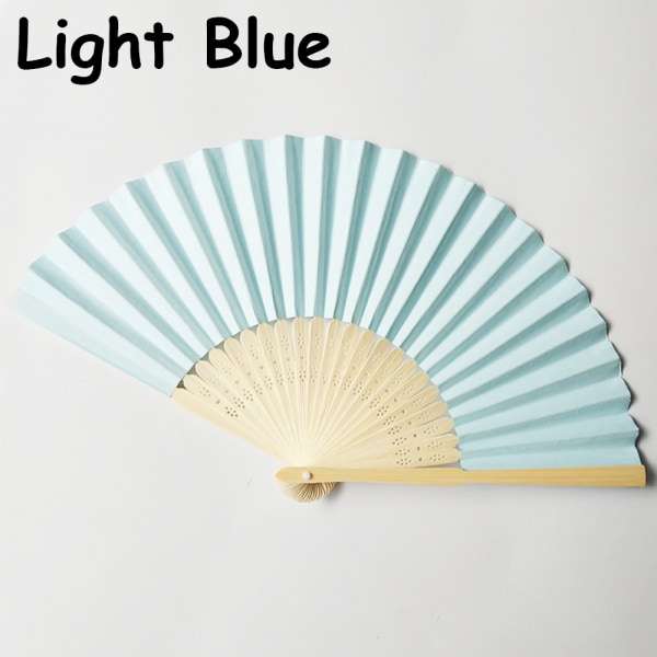 Folding Fan Chinese Hand Held Light Blue
