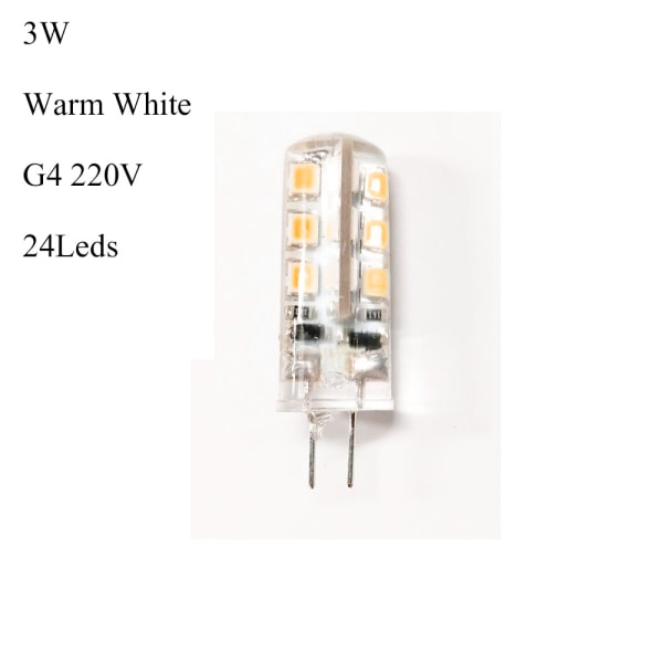 G4 Lamp Corn Light Silicone Bulb Warm White 220v 3w
