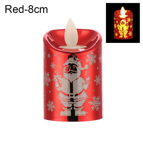 Led Candle Colorful Lights Santa Snowman Red 8cm
