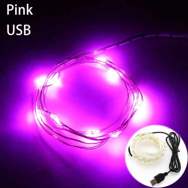 Led String Fairy Lights Decor Lamp Pink 1m