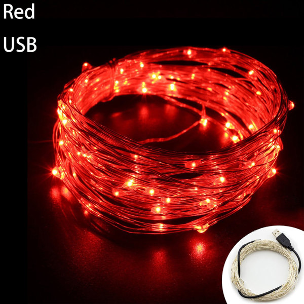 Led String Fairy Lights Decor Lamp Red 10m