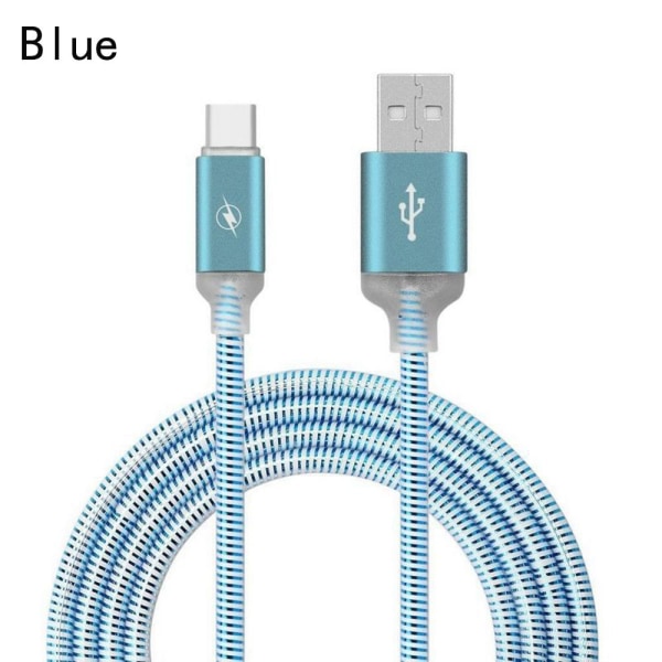 Led Type-c Cable Glowing Charger Cord Data Wire Blue