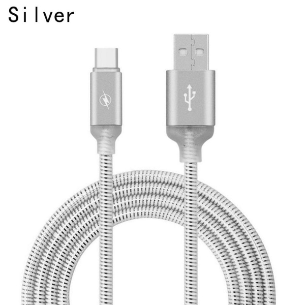 Led Type-c Cable Glowing Charger Cord Data Wire Silver