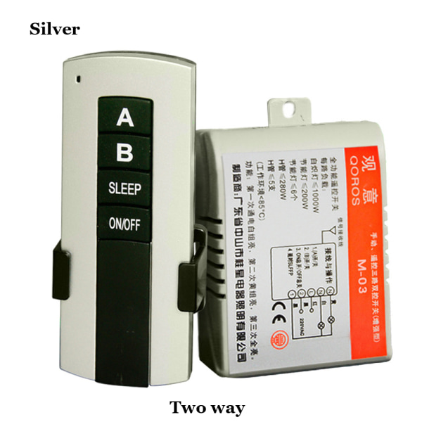 Light Switch Lamp Receiver Remote Control Silver 2 Way