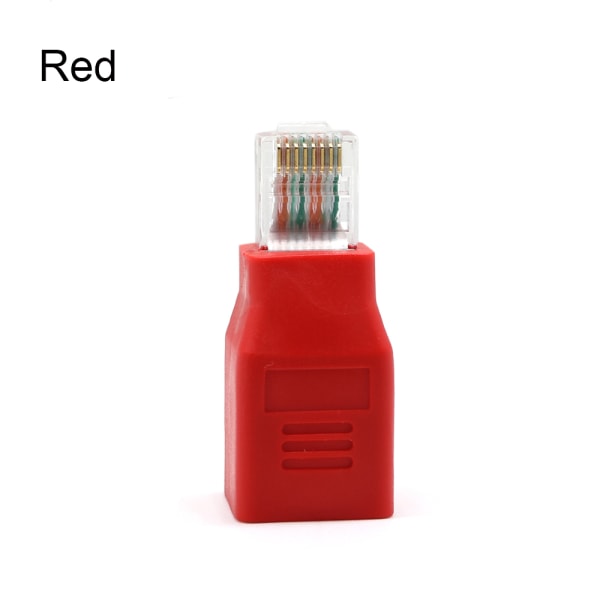 Rj45 Adapter Male To Female Connected Crossover Red