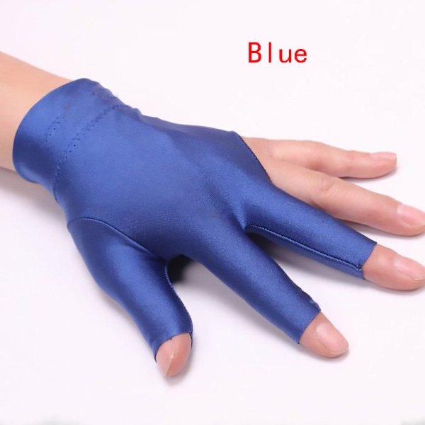 Snooker Billiard Gloves Three Finger Left Hand Open Blue