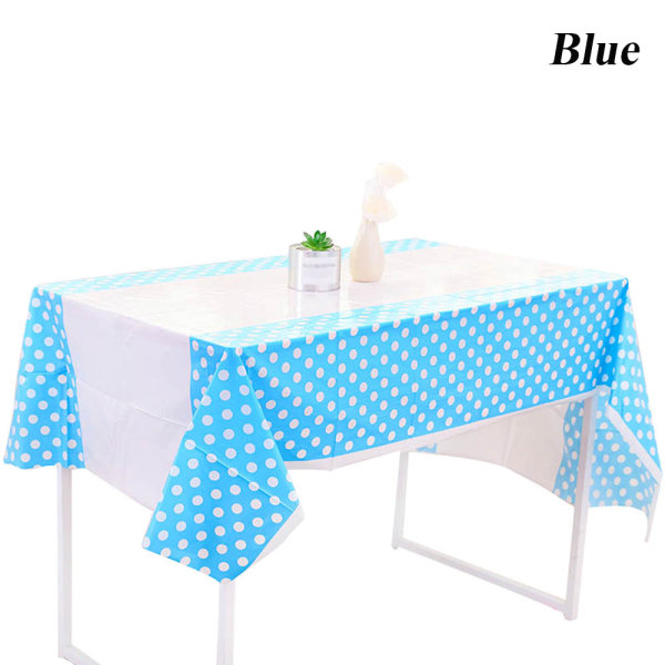 Table Cloth Polka Dots Plastic Blue
