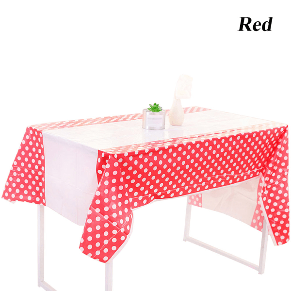 Table Cloth Polka Dots Plastic Red