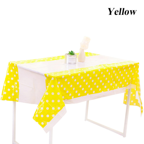Table Cloth Polka Dots Plastic Yellow