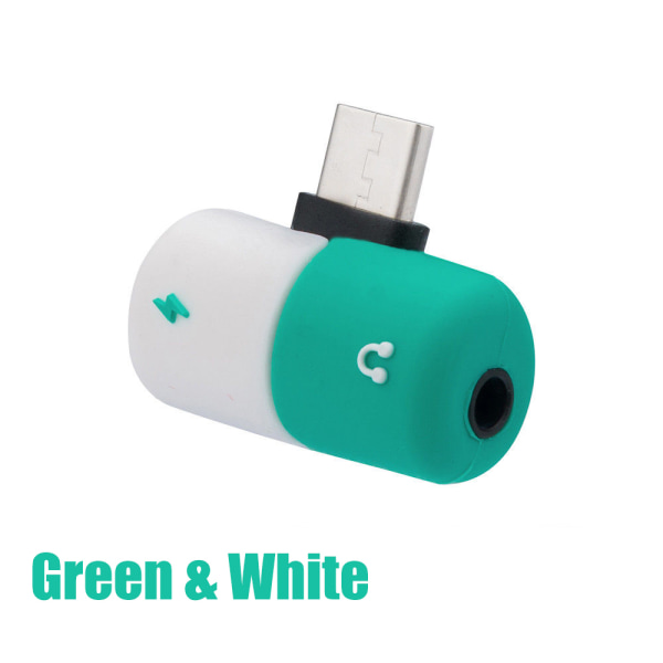 Type-c Splitter 2 In 1 Adapter Cable Converter Green