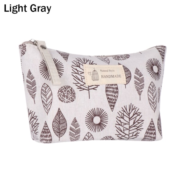 Zipper Pencil Case Canvas Bag Pouch Light Gray