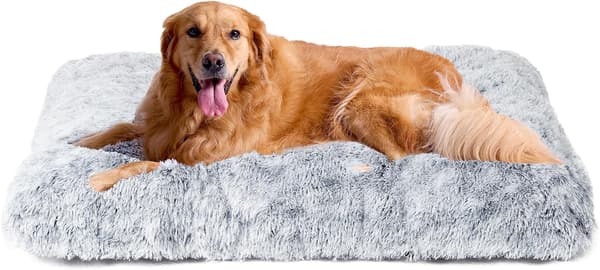 Stor XL Hundeseng, Vaskbar og Sklisikker Anti-Stress Hundepute, Myk Plysj Hundeseng, Grå, 100x70cm
