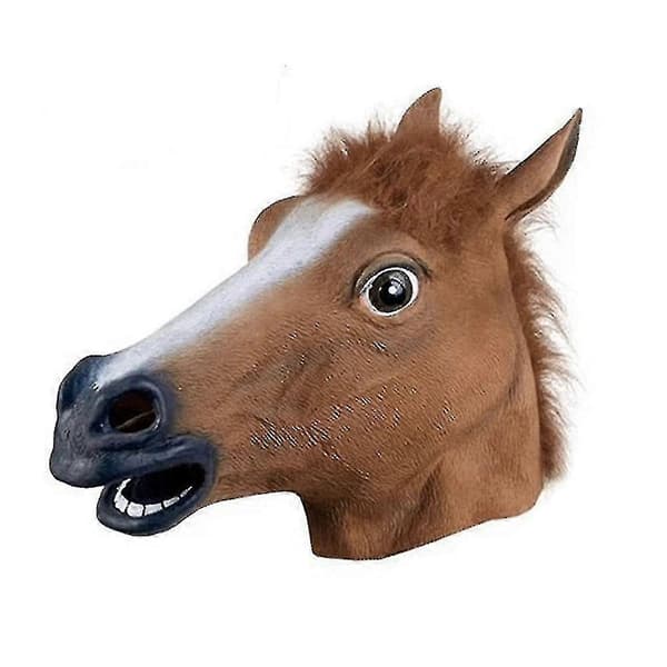 Realisttisk Hestehovedmaske Fuld Hoved Pels Manke Latex Uhyggelig Dyremaske Til Halloween Fest Kostume