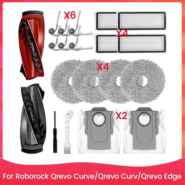 Pääharja sivuharja Hepa-suodatin moppi Roborock Qrevo Curve/Qrevo Curv/Qrevo Edge -robotti-imuriin