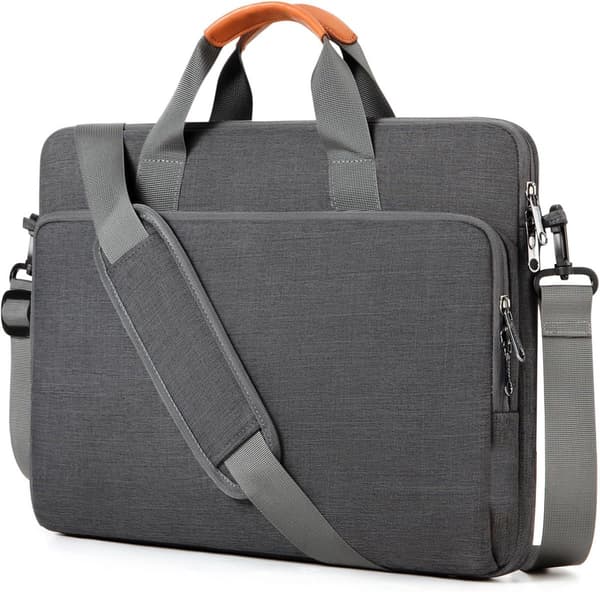 Vanntett Laptopveske for menn 18 tommer Lett Skulderveske Grå Casual Skolestil Topplasting 45 x 31 x 3,5 cm