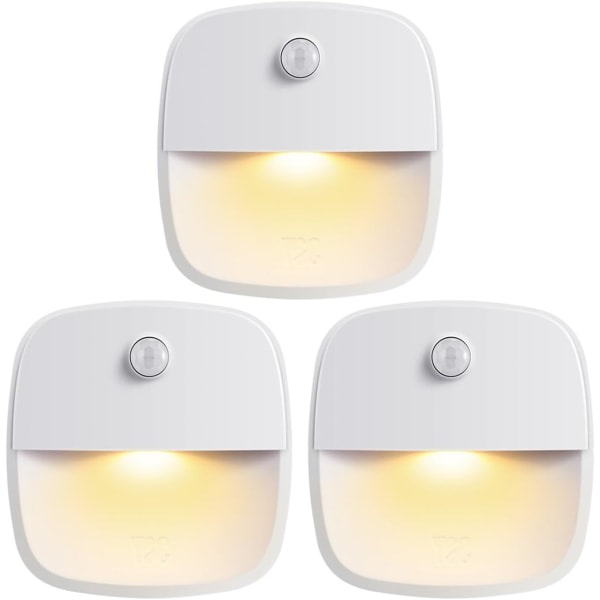 IC (Uppgraderad version) Rörelsesensorlampa, sladdlös batteridriven LED-nattlampa, vägglampa, garderobsbelysning (varmvit - 3-pack)