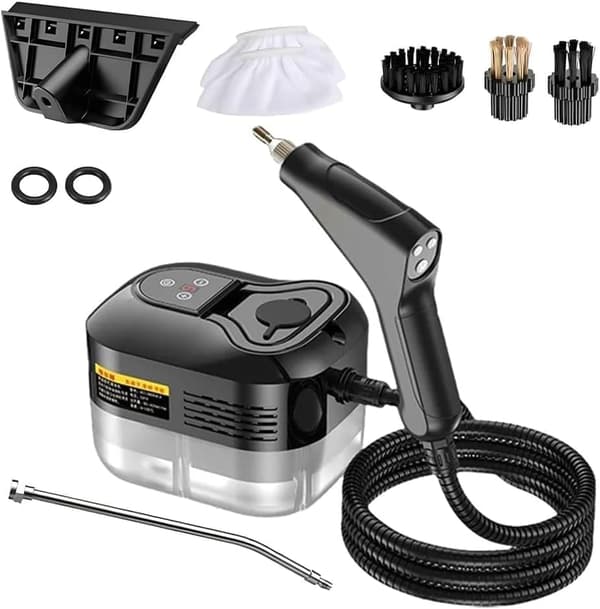 Damprenser til hjemmet og bilen - 2500W håndholdt trykdamper | 15 sekunders opvarmning | 6 dampniveauer | 1,2L vandtank - Perfekt til dybderensning