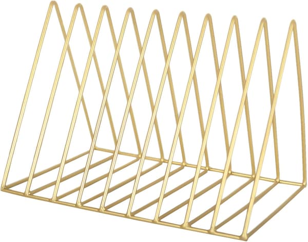 Metall Magasinholder, 8 Spor Gull Magasinholder, Trekantet Bokreol, Bokoppbevaringshylle, Avisstativ 26cm