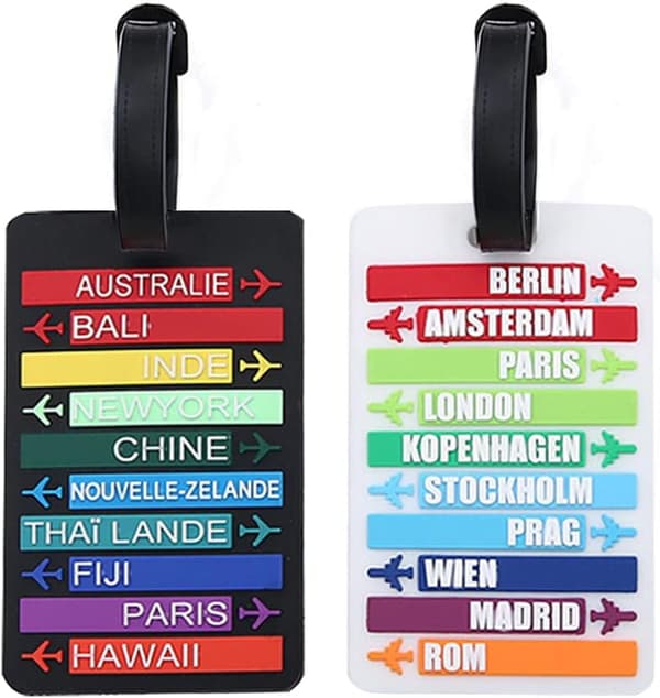 Reisebagasjelapper, 2-pakning PVC Koffertlapper med Navne-ID-kort, Bagasjelapper, Reisebagasjelapper, Visittkort (Svart+Hvit)