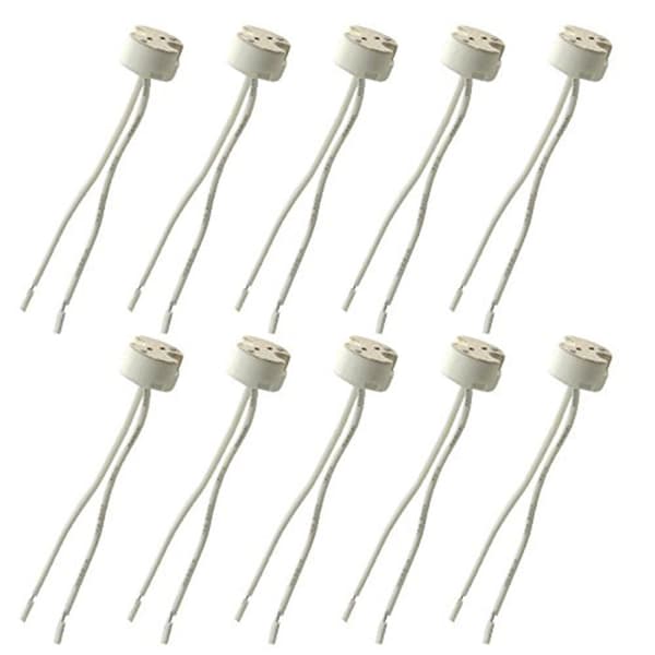 Pakke med 10 MR16 GU5.3 LED-fatninger, keramiske fatninger, kompatible med halogen- og LED-pærer.